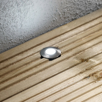 Litecraft Recessed Brushed Steel Cool White Led Outdoor Decking Lights - image 1