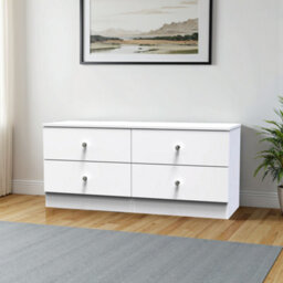 Yarmouth Ready Assembled Matt White No Effect 4 Drawer Chest (H)495mm (W)1100mm (D)390mm - thumbnail 1