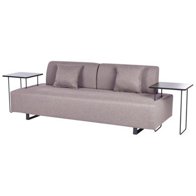 Beliani Sofa 3 Seater Sokna Fabric Taupe With Tables - image 1