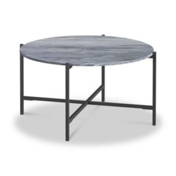 Pimlico Grey Marble 78Cm Round Coffee Table - Dark Grey Metal Frame - By Roseland Furniture