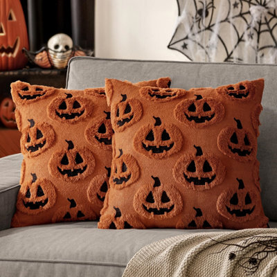 Amorly Halloween Fall Thanksgiving Pumpkin Throw Pillow Covers, Rust Soft Plush Faux Wool Cushion Cases,18Inch Decor For Sofa,home,patio - image 1