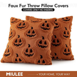 Amorly Halloween Fall Thanksgiving Pumpkin Throw Pillow Covers, Rust Soft Plush Faux Wool Cushion Cases,18Inch Decor For Sofa,home,patio - thumbnail 7