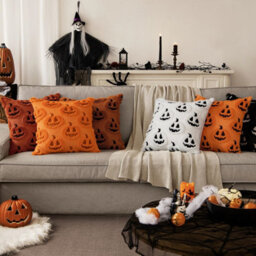 Amorly Halloween Fall Thanksgiving Pumpkin Throw Pillow Covers, Rust Soft Plush Faux Wool Cushion Cases,18Inch Decor For Sofa,home,patio - thumbnail 2