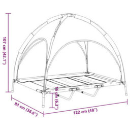 Vidaxl Dog Bed With Canopy Anthracite Oxford Fabric And Steel - thumbnail 9