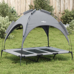 Vidaxl Dog Bed With Canopy Anthracite Oxford Fabric And Steel - thumbnail 1