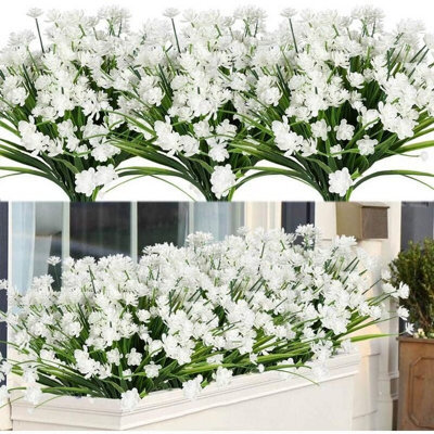 Artificial Flowering Plants, Uv - Resistant Outdoor Artificial Plants And Flowers - White, 8 Pieces - Rapanda - image 1