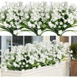 Artificial Flowering Plants, Uv - Resistant Outdoor Artificial Plants And Flowers - White, 8 Pieces - Rapanda - thumbnail 7