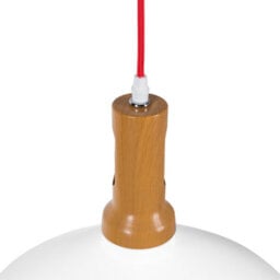 Wyld And Coco White Gold Wood Aluminium Pendant Lamp Geometric Shade, Matte White Oval, Warm White Inner Finish - thumbnail 5