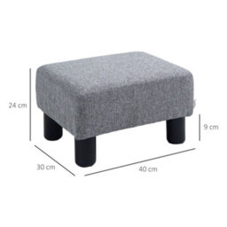 Homcom Chic Linen Fabric Footstool Ottoman Cube With 4 Plastic Legs Grey - thumbnail 3