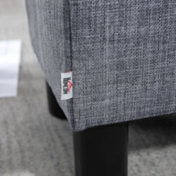 Homcom Chic Linen Fabric Footstool Ottoman Cube With 4 Plastic Legs Grey - thumbnail 8