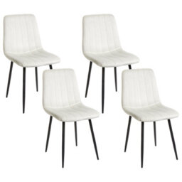Beliani Set Of 4 Dining Chairs Kalispell Velvet Off-White - thumbnail 1