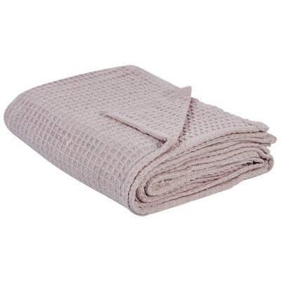 Beliani Bedspread Chagyl Cotton 200 X 220 Cm Pastel Pink - image 1