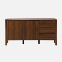 Sweeek - Wood Decor Sideboard 2 Doors 3 Drawers 150Cm Harmony Walnut 150X42X78 Cm - thumbnail 3
