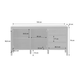 Sweeek - Wood Decor Sideboard 2 Doors 3 Drawers 150Cm Harmony Walnut 150X42X78 Cm - thumbnail 6