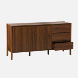 Sweeek - Wood Decor Sideboard 2 Doors 3 Drawers 150Cm Harmony Walnut 150X42X78 Cm - thumbnail 2