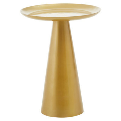 Orsina Gold Finish Round Side Table, Aluminium Gold Finish & Pedestal-Like Base, Contemporary Round Bedside Table - image 1