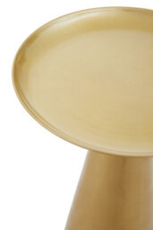 Orsina Gold Finish Round Side Table, Aluminium Gold Finish & Pedestal-Like Base, Contemporary Round Bedside Table - thumbnail 4