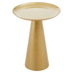 Orsina Gold Finish Round Side Table, Aluminium Gold Finish & Pedestal-Like Base, Contemporary Round Bedside Table - thumbnail 3