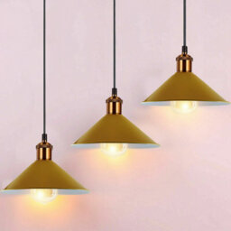 Yellow Cone Pendant Lamp Shade, Easy Fit Metal 22Cm Light Shades For Ceiling For Kitchen,dinning Room,living Room - thumbnail 2