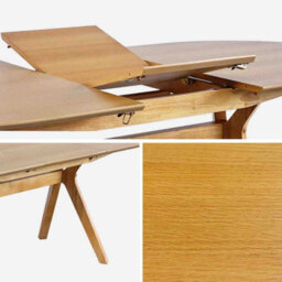 Sweeek - 4-8 Seater Extendable Dining Table Olivia 160X200 Cm Mdf And Oak Veneer Natural Colour - thumbnail 4