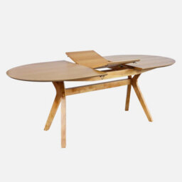 Sweeek - 4-8 Seater Extendable Dining Table Olivia 160X200 Cm Mdf And Oak Veneer Natural Colour - thumbnail 2