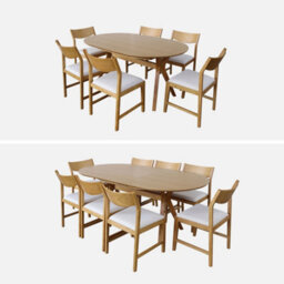 Sweeek - 4-8 Seater Extendable Dining Table Olivia 160X200 Cm Mdf And Oak Veneer Natural Colour - thumbnail 3