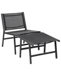 Beliani Garden Chair With Integrated Footrest, Black Textilene, Foldable 54 X 60 X 70 Cm - thumbnail 3