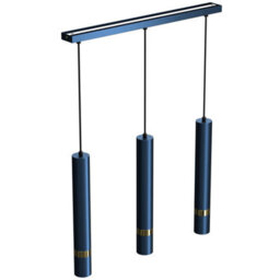 Milagro Joker Contemporary Pendant Lamp 3Xgu10 Hand Made Cylindrical Style Lights Finished In Navy Blue With Striking Gold Detail - thumbnail 3