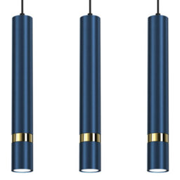Milagro Joker Contemporary Pendant Lamp 3Xgu10 Hand Made Cylindrical Style Lights Finished In Navy Blue With Striking Gold Detail - thumbnail 2
