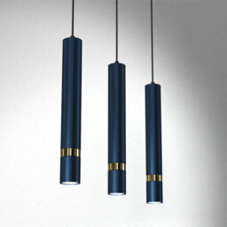 Milagro Joker Contemporary Pendant Lamp 3Xgu10 Hand Made Cylindrical Style Lights Finished In Navy Blue With Striking Gold Detail - thumbnail 7