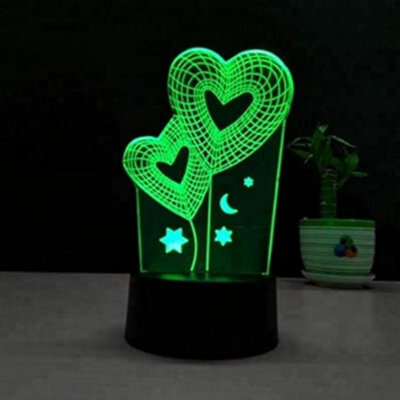 Deenz 3D Visual Lamp Optical Illusion Led Night Light,amazing 7 Colors Modern Touch Sensitive Switch Acrylic (Moon Star Heart)