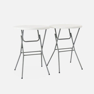 Sweeek - Pair Of Foldable High Tables White 81X81X110 Cm - Gala Tables X2 - image 1