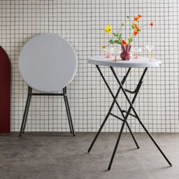 Sweeek - Pair Of Foldable High Tables White 81X81X110 Cm - Gala Tables X2 - thumbnail 2