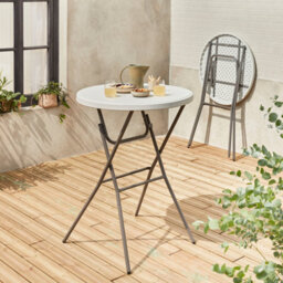Sweeek - Pair Of Foldable High Tables White 81X81X110 Cm - Gala Tables X2 - thumbnail 4