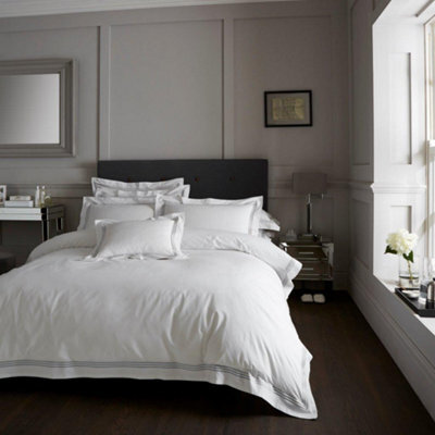 Smart Living Duvet Cover With Pillowcases Polycotton Quilt Bedding Cover Comfy Breathable Comforter Cover Set - White/charcoal - image 1