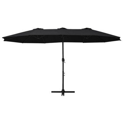 Berkfield Durable Outdoor Parasol With Aluminium Pole 460X270 Cm Black - image 1