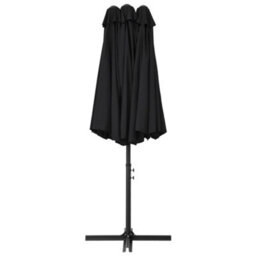 Berkfield Durable Outdoor Parasol With Aluminium Pole 460X270 Cm Black - thumbnail 4