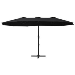 Berkfield Durable Outdoor Parasol With Aluminium Pole 460X270 Cm Black - thumbnail 1