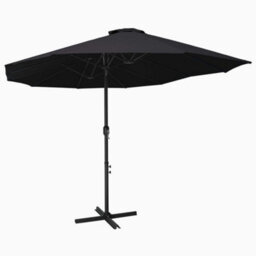 Berkfield Durable Outdoor Parasol With Aluminium Pole 460X270 Cm Black - thumbnail 2