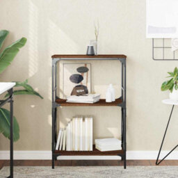 Berkfield Industrial Bookcase 3-Tier Brown Oak 59X35X90.5 Cm Engineered Wood - thumbnail 2