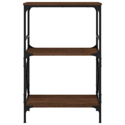 Berkfield Industrial Bookcase 3-Tier Brown Oak 59X35X90.5 Cm Engineered Wood - thumbnail 4