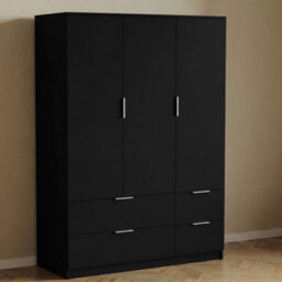 Lassic Vida Designs Trega 3 Door 4 Drawer Wardrobe, Black - thumbnail 1