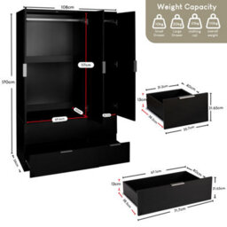 Lassic Vida Designs Trega 3 Door 4 Drawer Wardrobe, Black - thumbnail 2