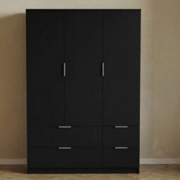 Lassic Vida Designs Trega 3 Door 4 Drawer Wardrobe, Black - thumbnail 3