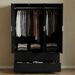 Lassic Vida Designs Trega 3 Door 4 Drawer Wardrobe, Black - thumbnail 4