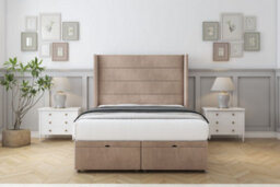 "Comfort Milano Mink Naples Ottoman Bed Base With 54"" Wingback Headboard 2'6 Small Single"
