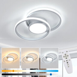 Pheashine Silver Aluminium Led Flush Mount Ceiling Light 40W Stepless Dimmable 3000-6500K Remote For Living Room, Bedroom, Kitchen - thumbnail 2