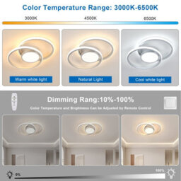 Pheashine Silver Aluminium Led Flush Mount Ceiling Light 40W Stepless Dimmable 3000-6500K Remote For Living Room, Bedroom, Kitchen - thumbnail 6