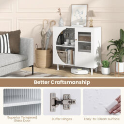 Costway Kitchen Sideboard Wooden Buffet Cabinet Cupboard Free-Standing Wine Cabinet - thumbnail 7