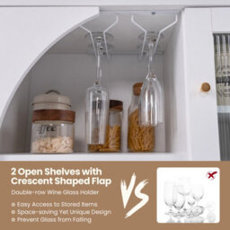 Costway Kitchen Sideboard Wooden Buffet Cabinet Cupboard Free-Standing Wine Cabinet - thumbnail 5